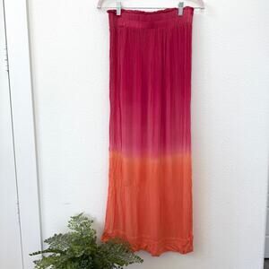 Mud Pie Dip Dye Maxi Skirt Pink Orange Ombre Boho Beach Resort Style Small